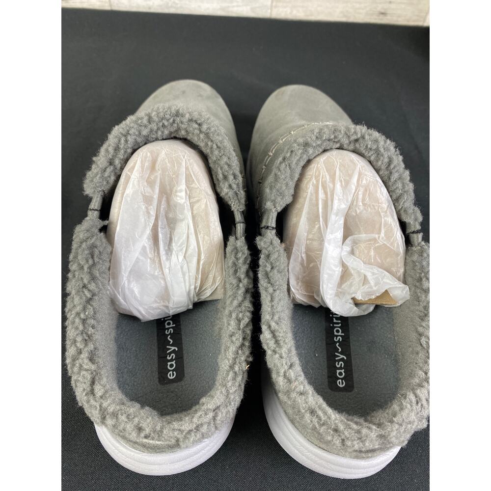 EASY SPIRIT BYNNE Faux Fur Clog Mules Gray 10M - Picture 3 of 6